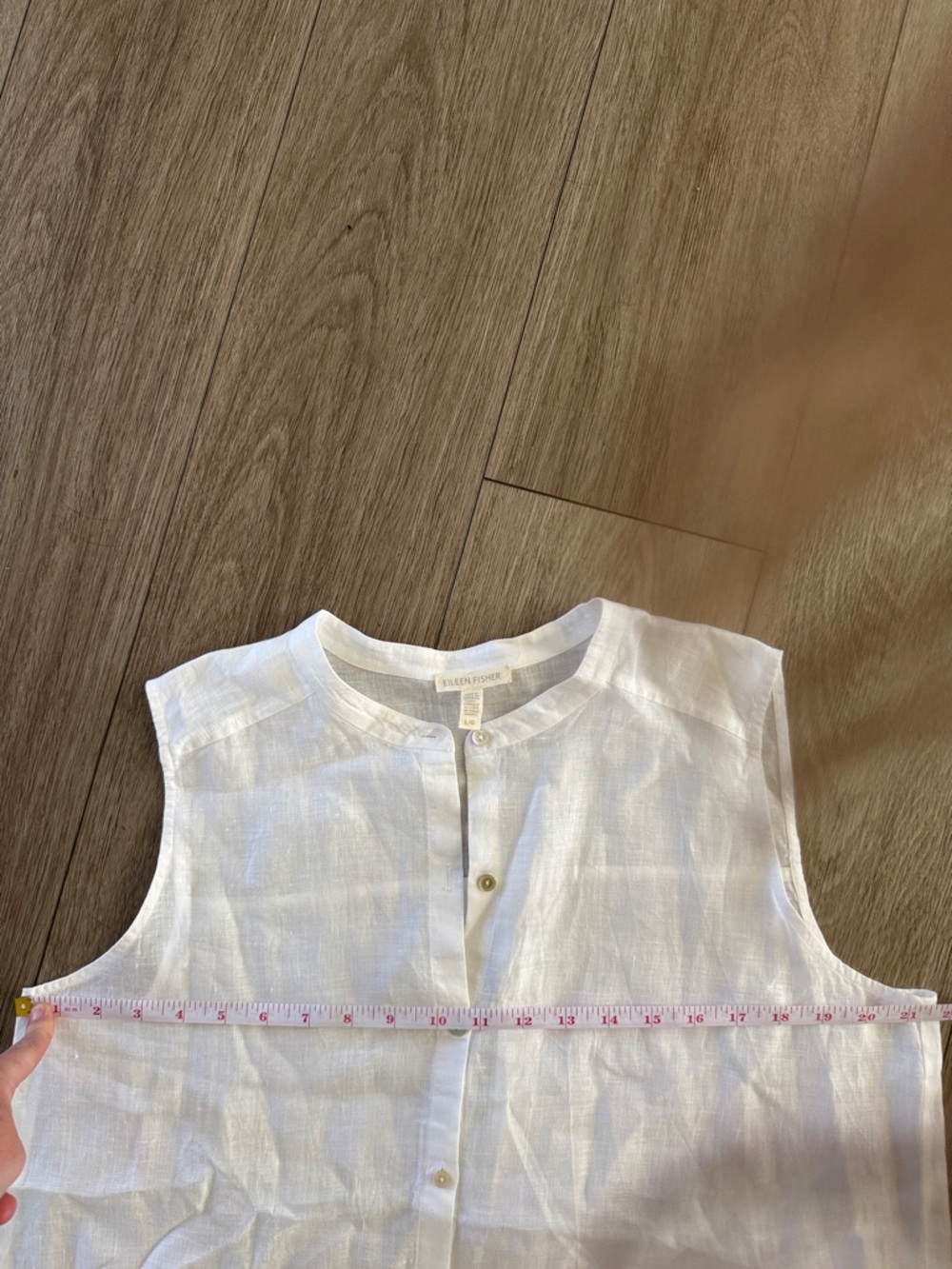 Eileen Fisher Organic Handkerchief Linen Sleeveless Shirt white size large - Picture 5 of 8